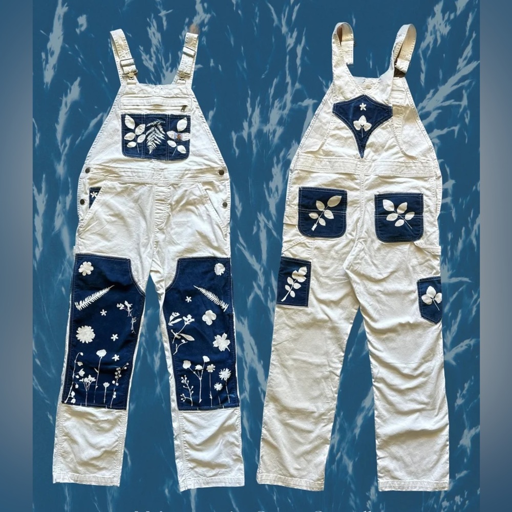 Sold | Cyanotype Overalls | Size Women’s Small | White Carhartt Bib Overall